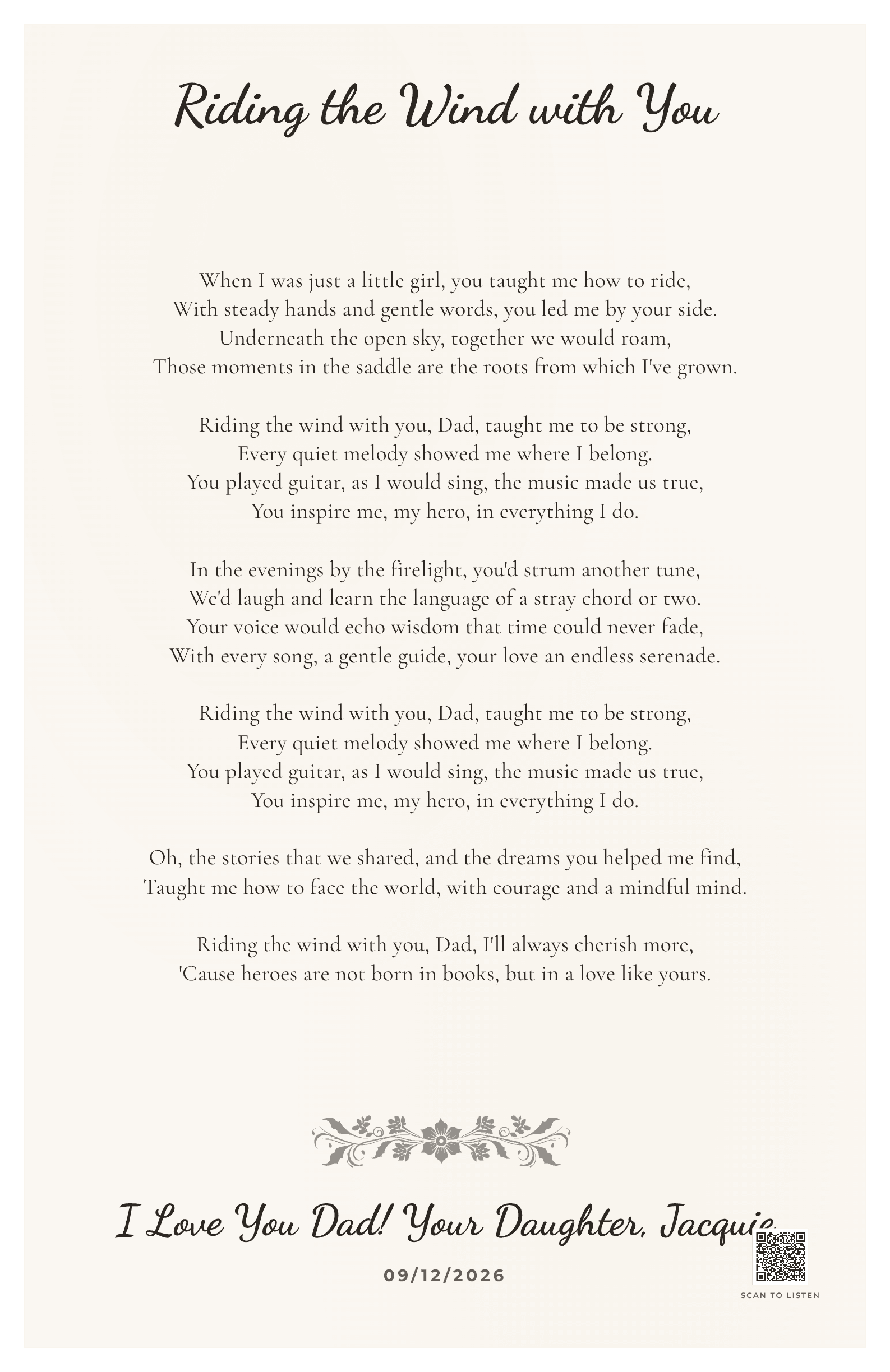 Riding the Wind with You, Dad
